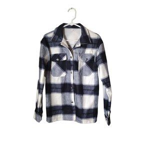 Fall Jacket Womens Large Plaid Button Up Game Night BBQ Football